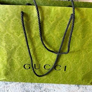 Gucci Green & Black Corded Handles Empty Gift Bag Large, Authentic.